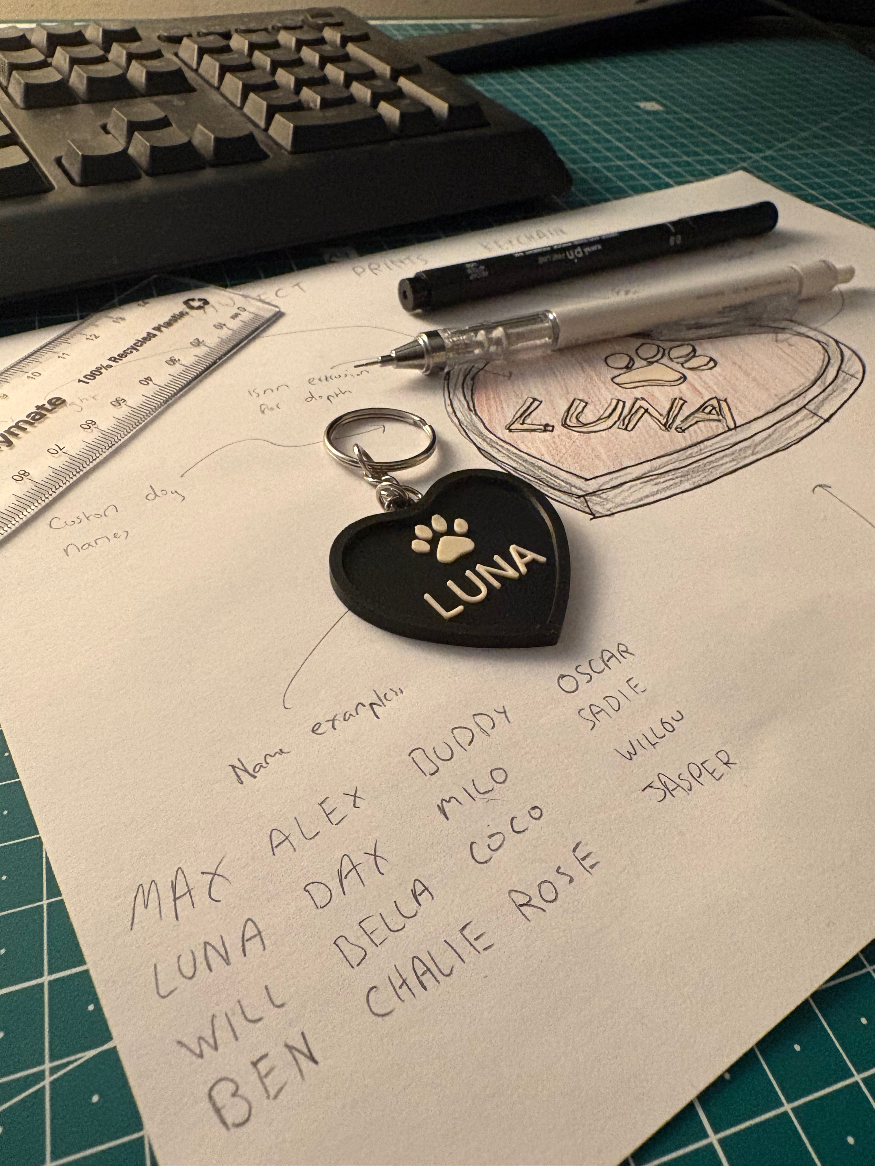 Custom 3D-Printed Dog Keychain / Name Tag
